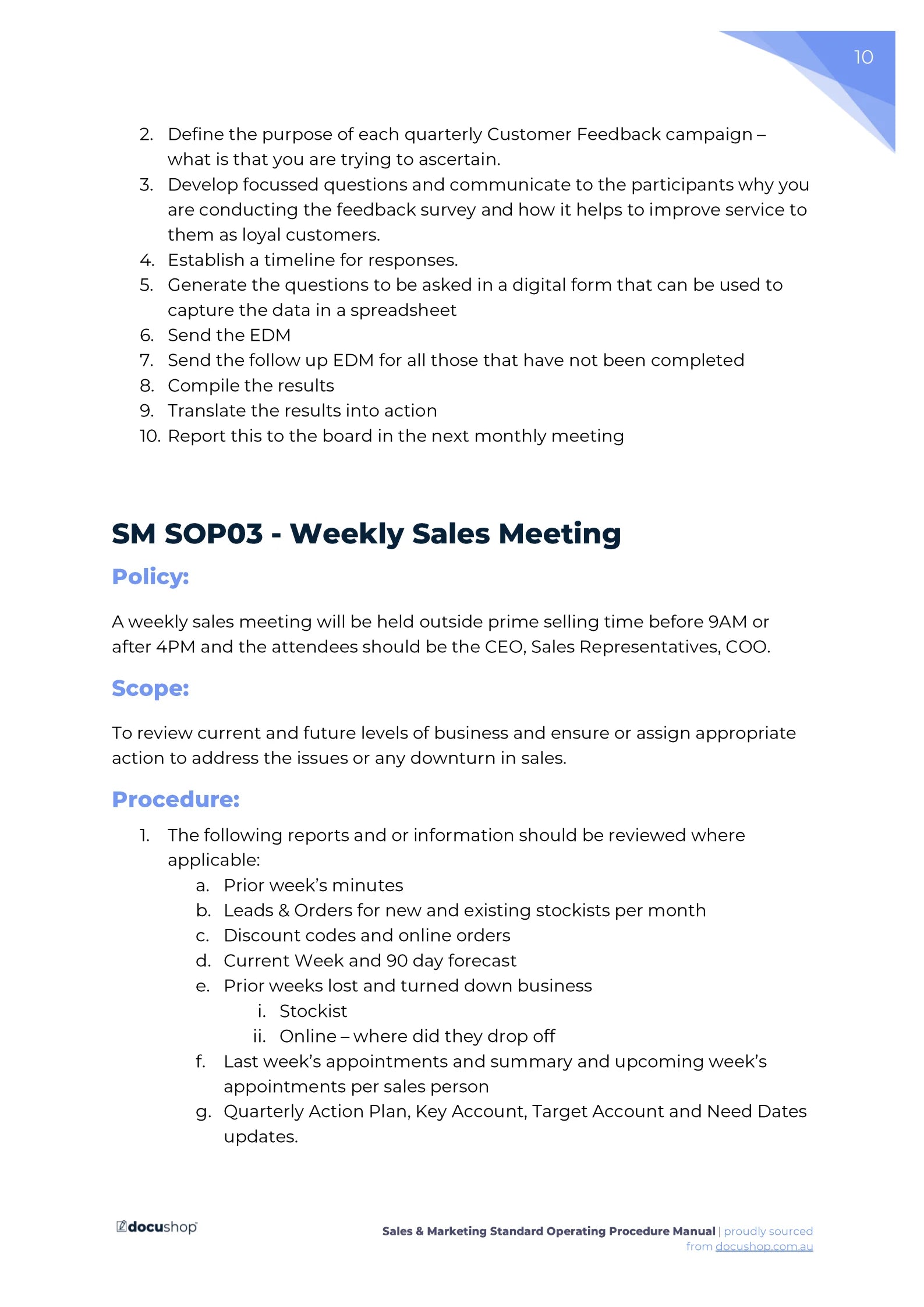 Sales & Marketing Standard Operating Procedure Template
